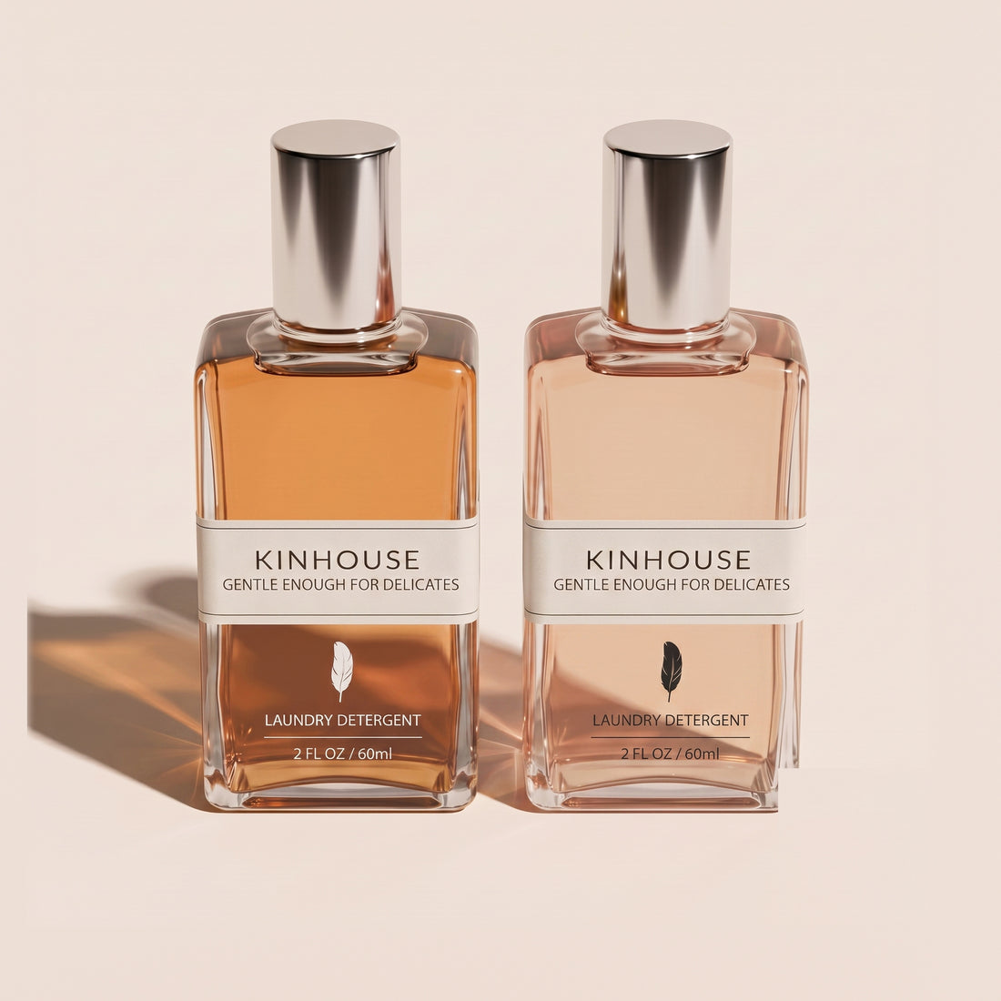 KINHOUSE Bare Skin Duo, two 60ml laundry detergent bottles