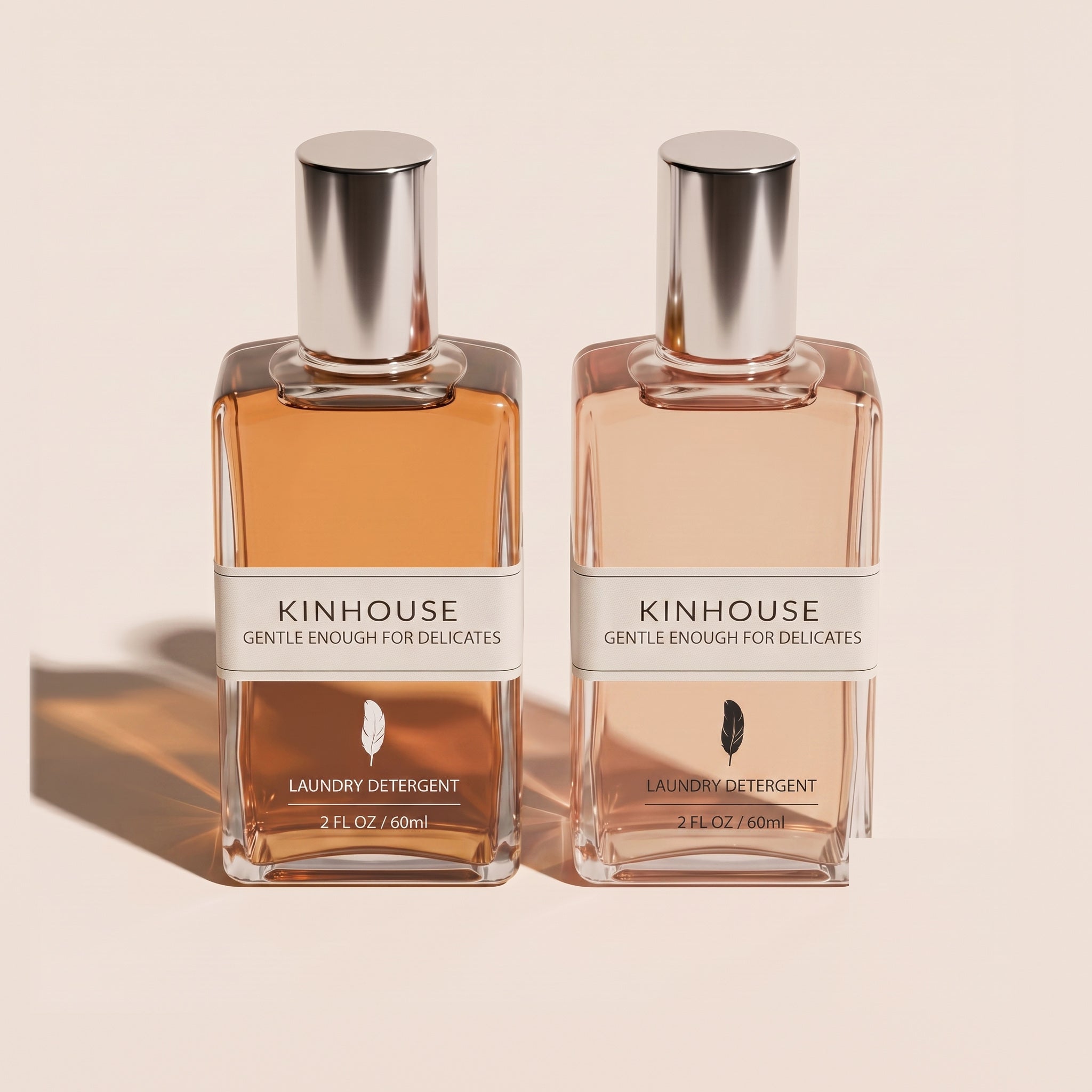 KINHOUSE Bare Skin Duo, two 60ml laundry detergent bottles